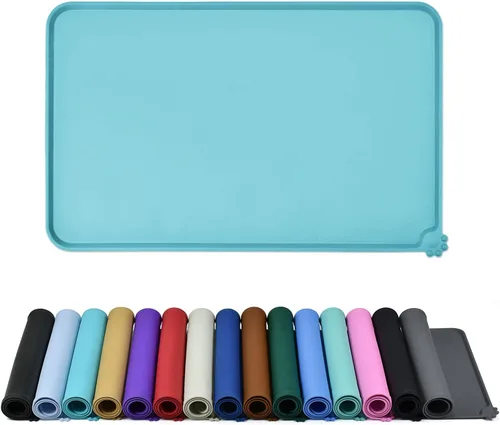 Miniatura 10 de Reopet Tapete de silicona para cuenco de perro y gato, antiadherente, para alimentos, impermeable, varios colores, tamaños y propósitos Gris