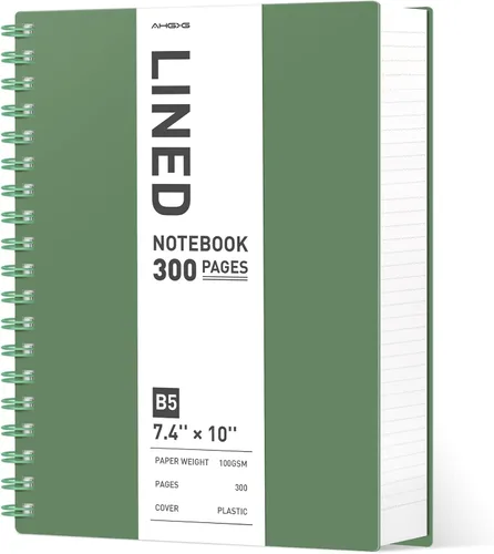 Miniatura 15 de AHGXG Cuaderno espiral rayado para universidad - Cuaderno espiral perforado A4 de 8.5" x 11", 300 páginas con páginas perforadas fáciles de rasgar