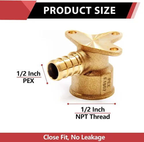 Miniatura 2 de EFIELD Pex - Codo de oreja caída, latón (1/2 pulgada x 1/2 pulgada) hembra NPT, ASTM F1807 (PEX1807159) (paquete de 10)