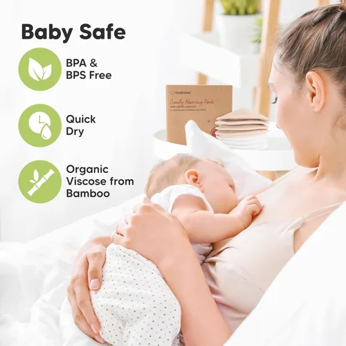 Miniatura 5 de Almohadillas de lactancia de viscosa de bambú orgánico, 8 almohadillas lavables para lactancia materna, bolsa de lavado, reutilizables