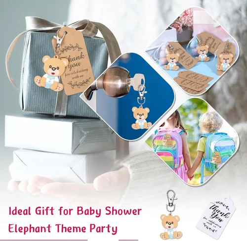 Miniatura 6 de Tenare 120 llaveros de oso para decoración de fiestas para invitados, regalos de fiesta de oso, regalos de agradecimiento, lindo llavero con bolsas