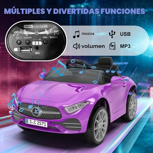 Miniatura 4 de Auto de paseo para niños de 12 V con control remoto de 2.4 G, automóvil eléctrico alimentado por batería, puertas dobles, cinturón de seguridad, luz
