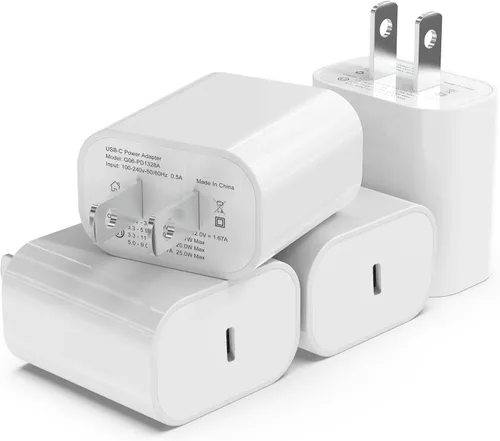 Paquete de 4 bloques de cargador USB C, iGENJUN 20W cargador rápido de pared para teléfono con PD 3.0, adaptador de corriente compacto tipo C para