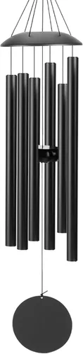 Campanillas de viento de metal para exteriores, campanillas de viento de aluminio de 28 pulgadas, color negro, grueso, sonido clásico, decoración al