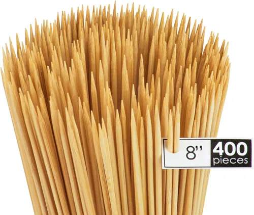 Miniatura 2 de DecorRack Brochetas de bambú natural de 8 pulgadas, 400 pinchos de madera para asar a la parrilla, barbacoa, aperitivos, frutas, smores, cóctel