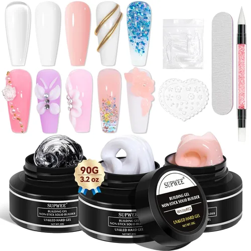 Miniatura 12 de Gel de Escultura 3D en Blanco Perla para Arte en Uñas, Gel Constructor Sólido Antiadherente para Manos, Uñas Duras para Extensión, Moldeado