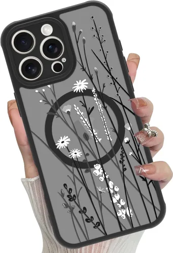 Miniatura 26 de Funda magnética para iPhone 17 Pro [compatible con MagSafe], bonita funda de moda con estampado de leopardo negro, translúcida, mate, parte trasera