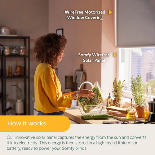 Miniatura 3 de Somfy Kit de paneles solares de iones de litio sin cables, energía solar para persianas RTS, larga duración, fácil de instalar, incluye soportes