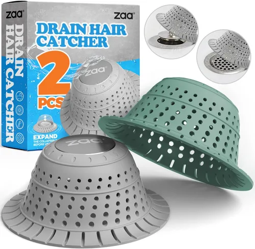 Miniatura 11 de zaa Atrapapelos para Desagüe de Ducha, Paquete de 2 Cubiertas de Desagüe de Bañera de Silicona Plegables Atrapapelos para Pelo de Perro y Protector