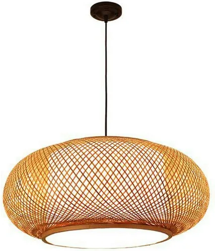 Miniatura 17 de Lámpara colgante de bambú tejida a mano, lámpara de ratán de una sola luz, tejido de madera natural, accesorio colgante de techo con cable ajustable