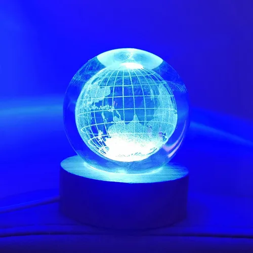 Miniatura 10 de Zabalar Luz nocturna de bola de cristal 3D con base de luz LED colorida, regalo del día de San Valentín, luces LED, lámpara de mesa que cambia