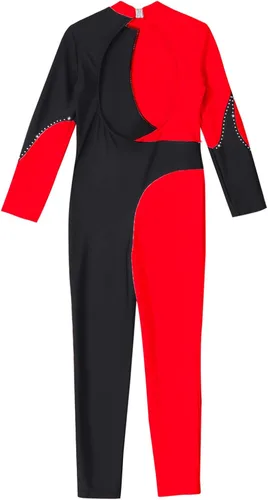 Miniatura 4 de iiniim Enterizo de manga larga con cuello alto para niños y niñas, overol de una pieza de cuerpo completo, leotardo de gimnasia, trajes de baile
