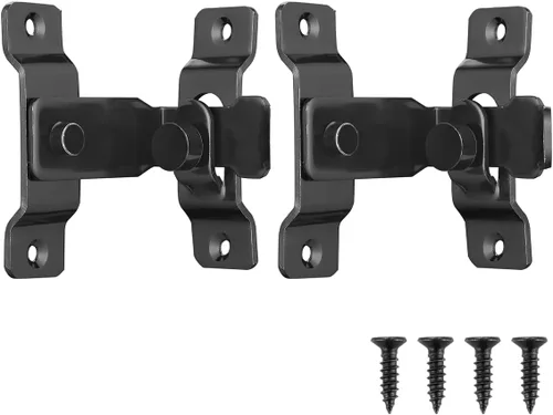 Miniatura 4 de JQK Cerradura de puerta abatible, color negro, 90 grados, resistente acero inoxidable, cerradura de seguridad para puerta, color negro, DL149-PB