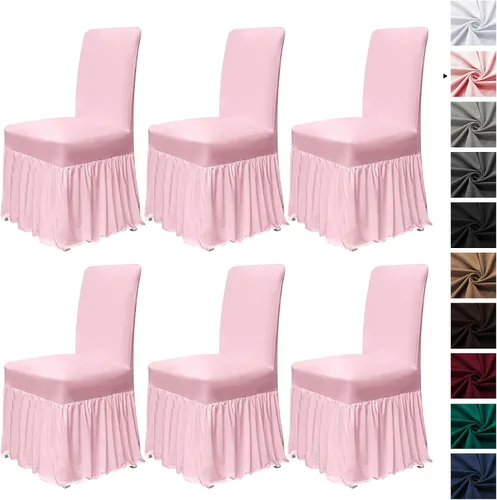 Miniatura 42 de molasofa Juego de 6 fundas para sillas de comedor, fundas elásticas para sillas con falda para cocina, protectores de asiento de cocina, decoración