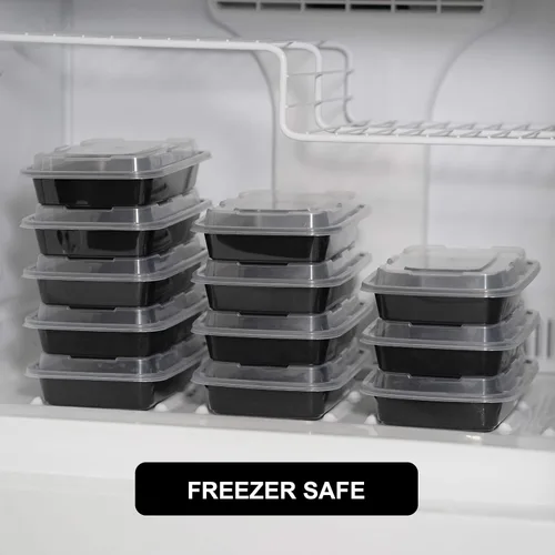 Miniatura 9 de Freshware - Contenedores de preparación de comida [15 unidades] con 1 compartimento para almacenar comida, con tapas, caja Bento, libre de bisfenol