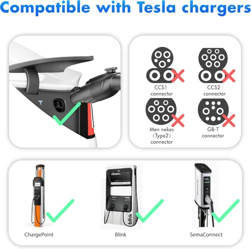 Miniatura 6 de Adaptador J1772 a Tesla j1772 Adaptador de cargador EV para Tesla Modelo 3, Y, S, X, Cybertruck 80A/250V Nivel rápido 1 y 2 Carga de seguridad