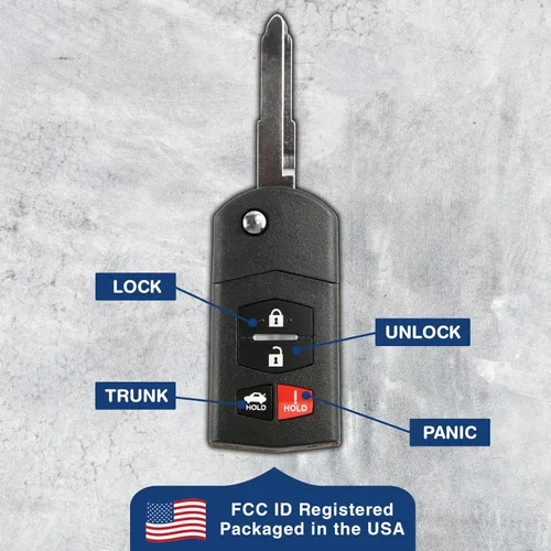 Miniatura 6 de 2 llaveros de repuesto KeylessOption para Mazda MX-5 Mazda 3 Mazda 6 2010, 2011, 2012, 2013, 2014, 2015, Mazda 3, Mazda 3, Mazda 6, 4 botones