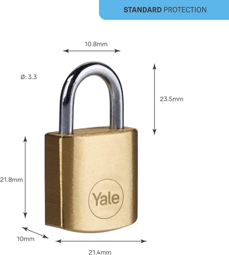 Miniatura 4 de YALE Y110B/20/111/2-2 - 2 candados de latón (0.787 in) – Cerraduras interiores para taquilla, mochila, caja de herramientas – Llave igual
