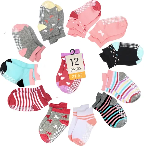 Miniatura 17 de CozyWay Baby & Toddler Socks with Grippers Non Slip Ankle Grip Socks For Boys and Girls - Comfy Soft Cotton - 12 Pack
