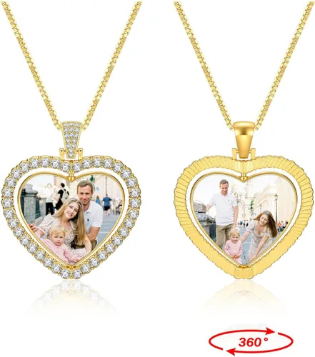 Miniatura 2 de Collar con foto de doble cara, colgante de foto personalizado, collar con colgante giratorio personalizado, collares de fotos personalizados