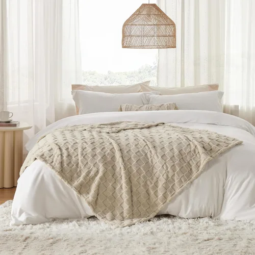 Miniatura 8 de Bedsure Manta de forro polar (blanco y beige)