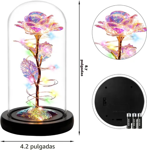 Miniatura 6 de Childom Regalos para el día de la madre para mamá, regalos de cumpleaños para mujeres, abuela, flores para entrega, rosa colorida con luz arcoíris