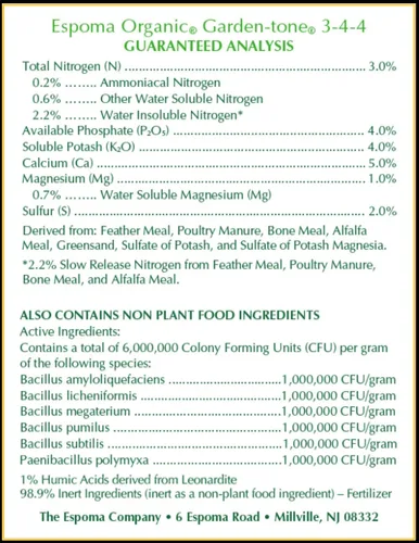 Miniatura 4 de Espoma Organic Garden-Tone 3-4-4 Fertilizante orgánico para verduras y hierbas de temporada fría y cálida. Cultiva una cosecha abundante de verduras