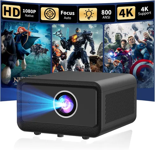 Miniatura 8 de Mini proyector portátil con soporte 4K, Bluetooth 5.4 WIFI6, altavoz base de sonido de 5 vatios, 160 ANSI, Android 11, rotación de 210°, proyector