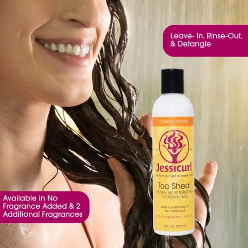 Miniatura 4 de Jessicurl, Too Shea! Acondicionador extra hidratante para cabello rizado, Island Fantasy, 8 onzas líquidas, acondicionador sin enjuague para cabello