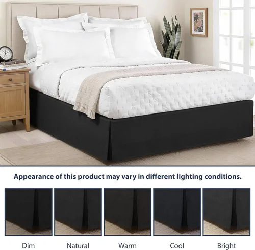 Miniatura 5 de Falda de cama de lujo con diseño hotelero a medida, pliegues en caja, caída de 14 pulgadas, tamaño Twin, color negro