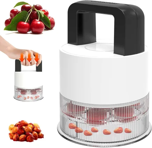 Miniatura 8 de Cherry Pitter, herramienta de acero inoxidable resistente para descorazonadores de aceitunas y cerezas con diseño de bloqueo que ahorra espacio