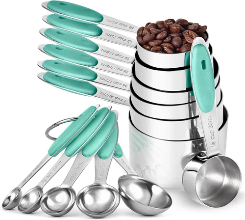 U-Taste Juego de cucharas medidoras: acero inoxidable 18/8, 12 piezas, apilables, cocina, cocina, cocina, juego de cucharas medidoras de alimentos,