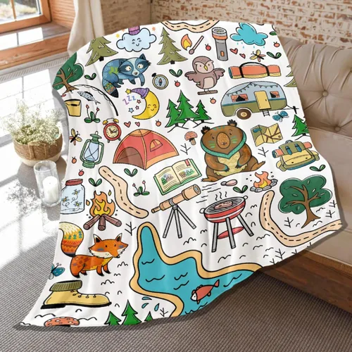 Manta de camping para regalos para niños, manta suave para acampar, lindas mantas de franela de felpa para acampar para decoración de dormitorio,