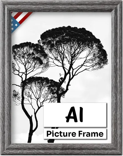 Barnwood - Marco de fotos A1 gris de 0.75 pulgadas de ancho, marcos de fotos hechos a mano de madera maciza americana con ganchos preinstalados y