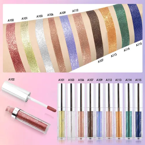 Miniatura 8 de Sombra de ojos líquida con brillantina, pigmentos metálicos, metales de maquillaje brillantes para ojos, delineadores de ojos, sombra de ojos