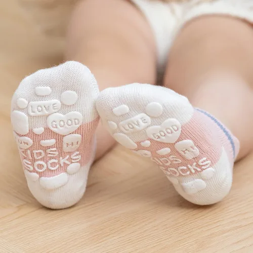 Miniatura 4 de Juego de 5 pares de calcetines antideslizantes para bebés, niños y niñas, juego de calcetines suaves y elegantes