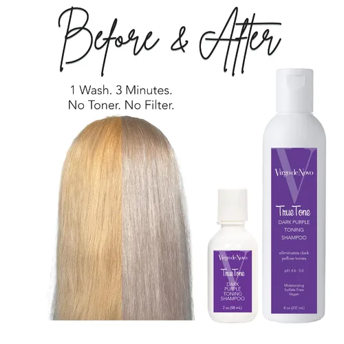 Miniatura 2 de Virgo de Novo Dark Purple Toning Shampoo Neutralizes Yellow & Brassy Tones, Brightens Blonde, Silver & Grey Hair, Sulfate-Free, Color-Safe