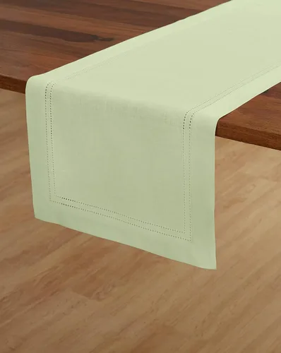 Solino Home Camino de mesa verde salvia de 108 pulgadas de largo – 100% lino puro con doble vainica de 14 x 108 pulgadas para comedor y día del