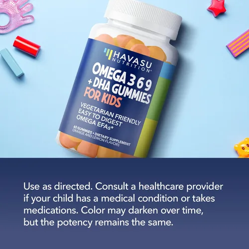 Miniatura 5 de Gomitas Omega 3 6 9 + DHA para niños, aceite de pescado vegetariano, a base de plantas con DHA y EPA para niños mayores de 2 años para apoyar