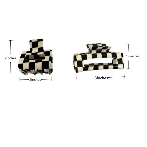Miniatura 4 de Pinzas para el cabello a cuadros, 2 pinzas de pelo vintage a cuadros, pinzas de garra fuertes, pasadores para cabello grueso y fino, pinzas