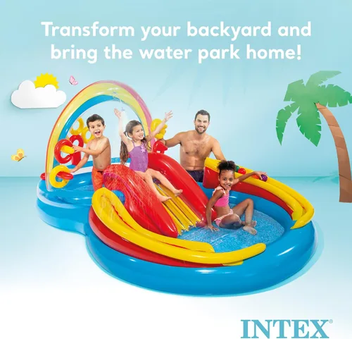 Miniatura 5 de Intex Hinchable, diseño de arcoíris anillo centro de juego, 117" x 76" x 53," para edades entre 2 + 2-Multicolor