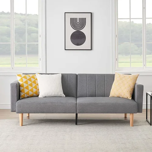 Miniatura 7 de IDEALHOUSE Sofá cama de lino futón 2024, sofá compacto y elegante para espacios pequeños, sofá doble plegable para sala de estar, dormitorio
