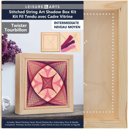 LEISURE ARTS Kit de arte de cuerda cosida de madera con caja de sombras Twister - Manualidades para adultos o niños - Kits de manualidades para