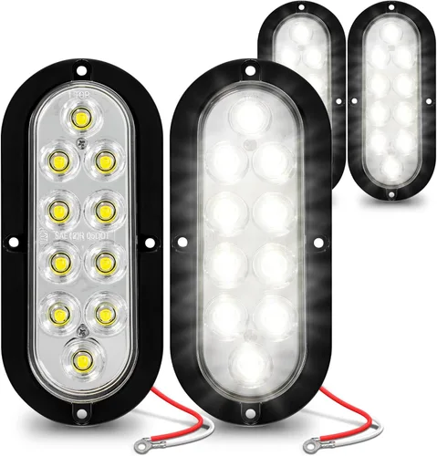 Miniatura 14 de TRUE MODS - Juego de 2 piezas de luces traseras LED ovaladas ámbar de 6 pulgadas para remolque [DOT FMVSS 108 SAE I6P] [montaje en superficie]