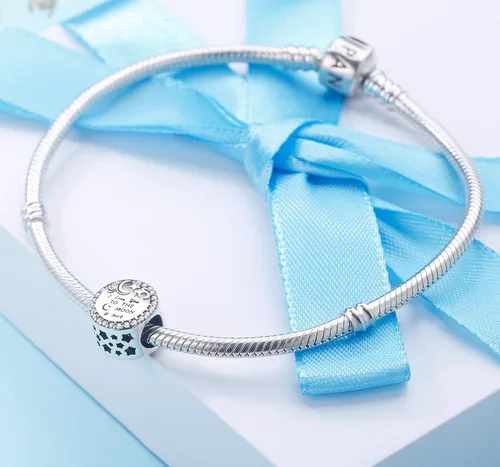 Miniatura 4 de MUERDOU Collar de pulsera de plata de ley 925 con dije de "I Love You to the Moon and Back Charm" para mujer