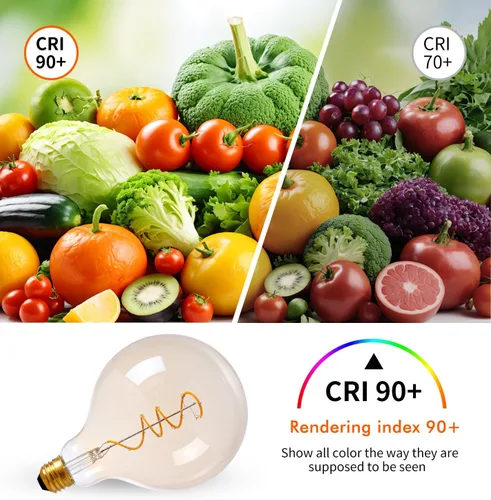 Miniatura 5 de OMED Bombilla Edison LED vintage G125/G40 E26, globo de gran tamaño, regulable, de vidrio ámbar, 2200 K, blanco cálido, bombilla redonda antigua