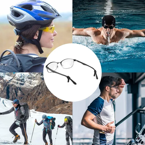 Miniatura 7 de lvvfit Ganchos antideslizantes para las orejas, retenedores de lentes de silicona para lentes de sol (negro+transparente, 10 pares)