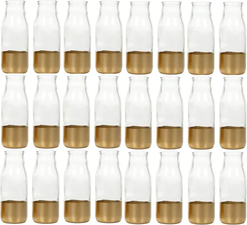 Miniatura 16 de Hosley Juego de 12 jarrones pequeños de cristal dorado de 5.5 pulgadas a granel para tallos individuales, decoración de centro de mesa para bodas
