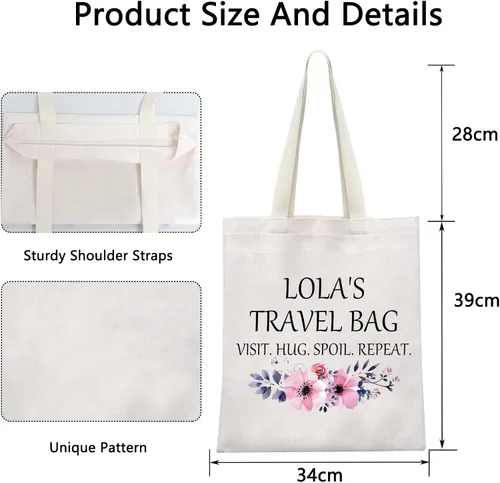 Miniatura 6 de POFULL Bolsa de viaje Lola - Regalo de cumpleaños, visita, abrazo, repetición de estropeo, bolsa de cosméticos, Bolso tote de viaje de Lola, Grande