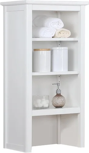 Alaterre Furniture Dorset - Estantería de baño de 13 pulgadas de profundidad con estantes ajustables, armario de baño blanco para toallas, artículos